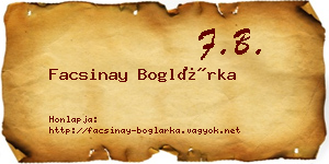 Facsinay Boglárka névjegykártya
